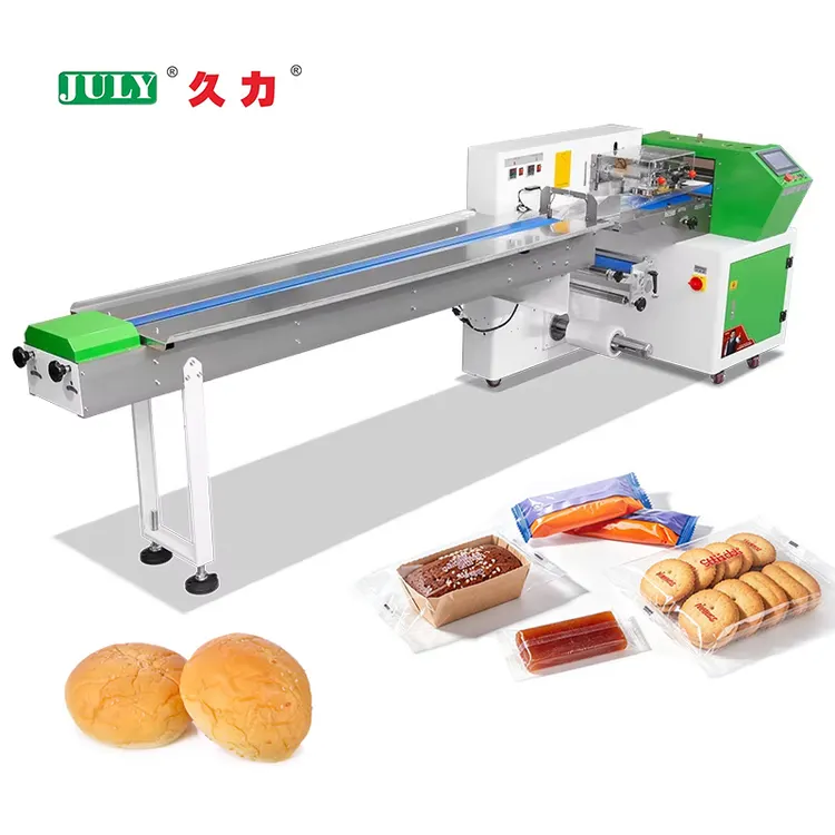 Multi-Function High Speed Horizontal Pillow Flow Packaging Machine for Bread Cake Food Packaging Machine