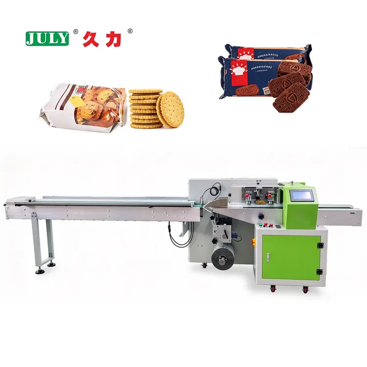 Multi-Function Horizontal Pillow Flow Wrapper for Wafer Biscuit Cake and Bakery Products