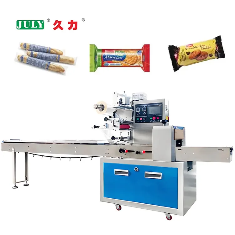 High Quality Horizontal Flow Wrapper for Croissant Pastry and Baguette Food Packaging Machine