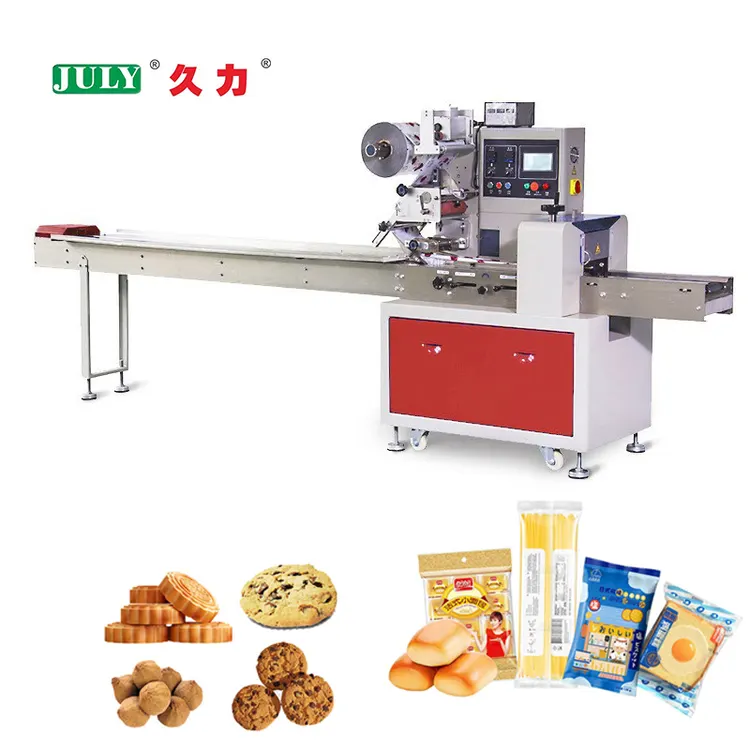 Stainless Steel Horizontal Flow Pack Machine for Frozen Fish Seafood and Food