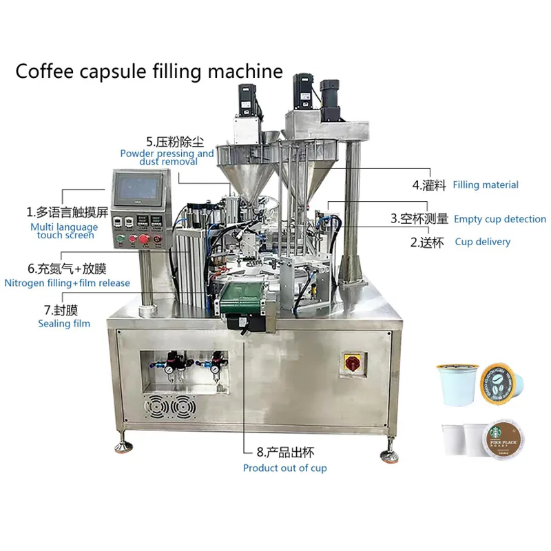Nespresso Coffee Capsules Filling Sealing Machine — Machine & packaging view 3